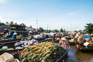 Marchands légumes Delta Mékong