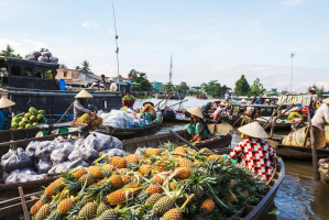 Marchands légumes marché flottant Delta Mékong
