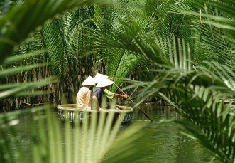 Balade en bateau de panier rond sur la rivière de Thu Bon, Hoi An -