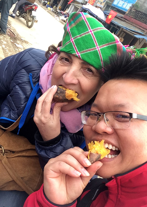 Dégustation de la patate douce grillée