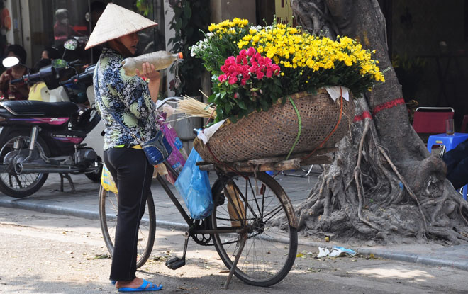Vendeuse de fleurs dans la rue