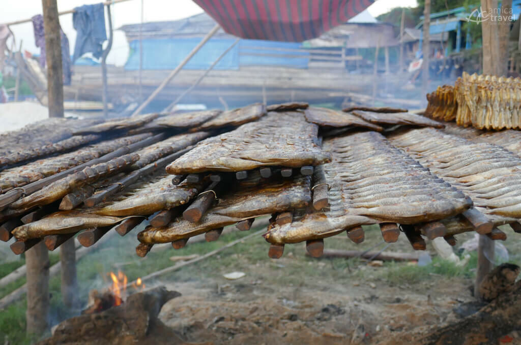Poissons grilés sur le village flottant de Kompong Chhnang poissons grilés Kompong Chhnang