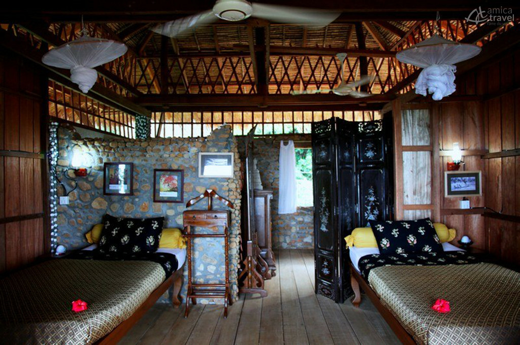Décoration et ambiance d'une maison Khmère chambre twin maison khmere
