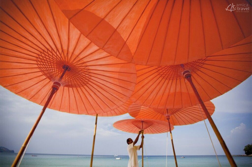Parapluies plage Song Saa Private Island Koh Kong Cambodge