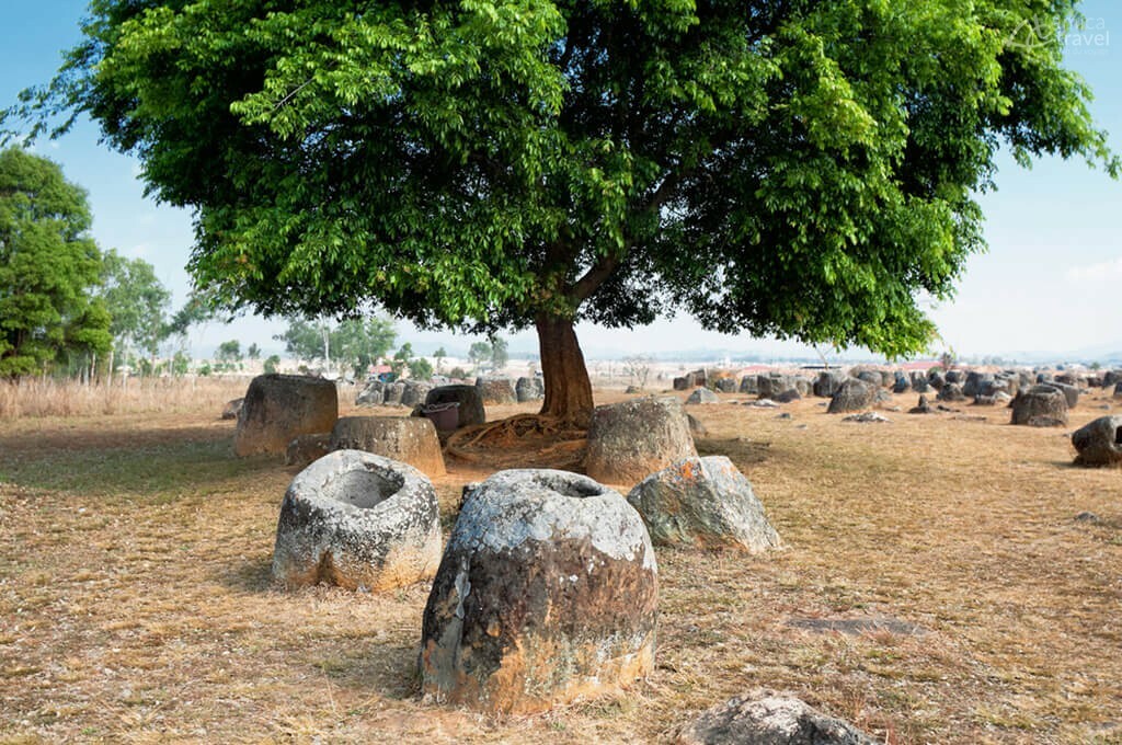 Champs jarres de pierres Laos