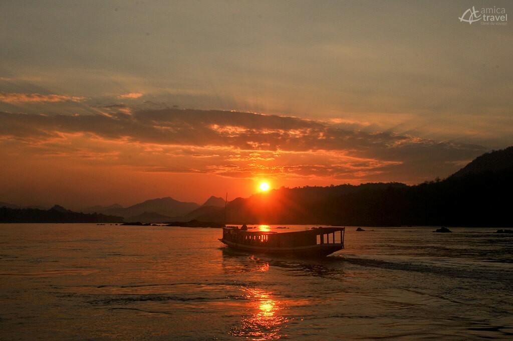 coucher du soleil Mékong Laos